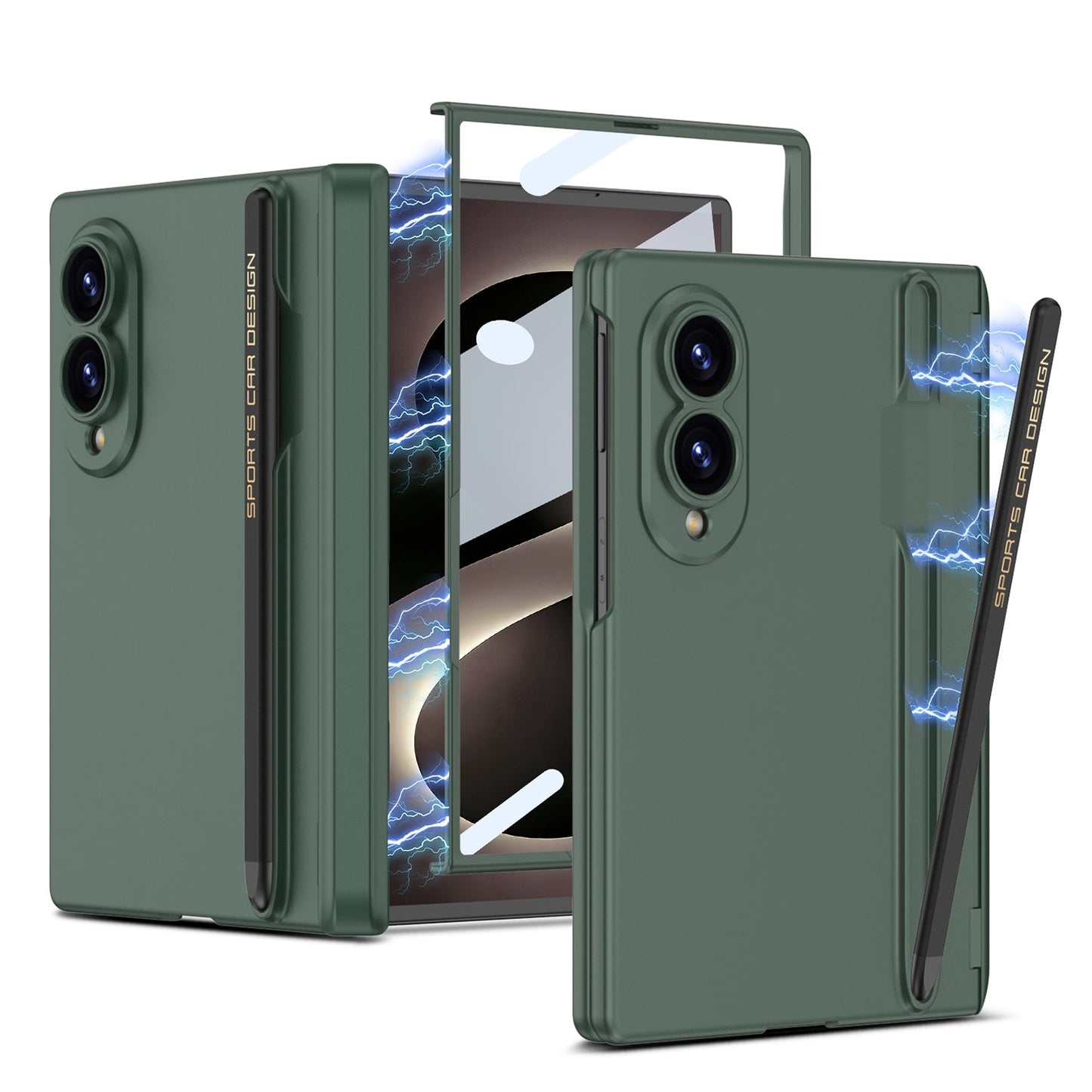 Magnetic Hinge Protective Phone Case With Pen-slot & Stylus & Screen Glass Flim For Galaxy Z Fold8