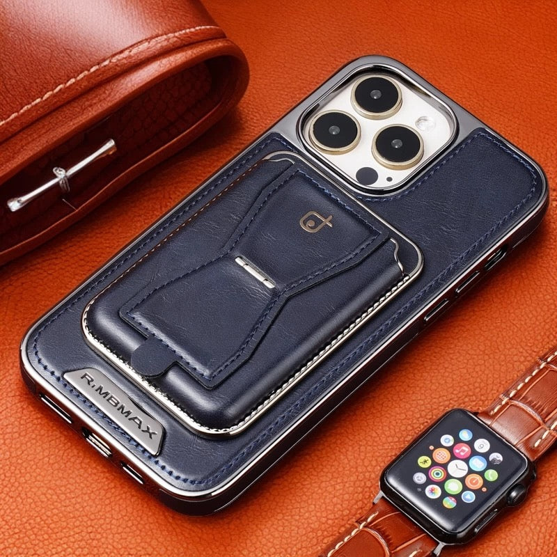 Luxury 3-in-1 Magnetic Leather Case for iPhone – Stand, Card & Cash Holder