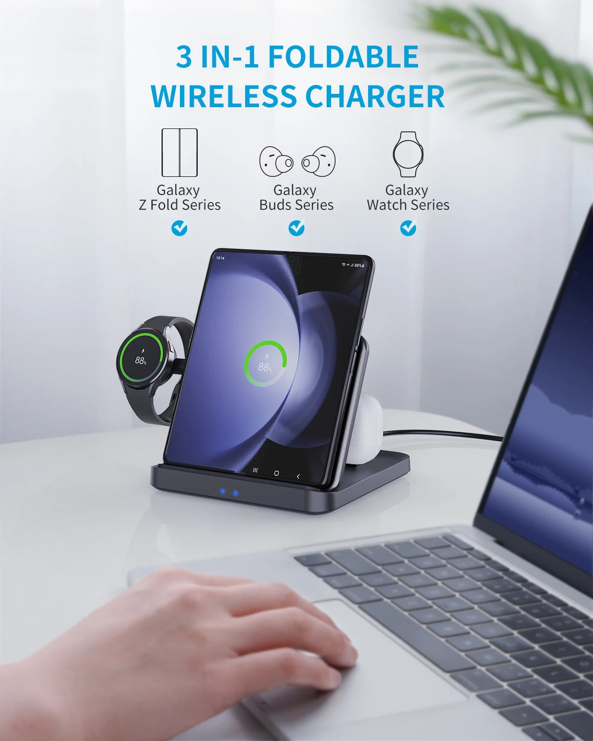 FoldMate Pro: The 3-in-1 Charger for Watch, Buds & Phone