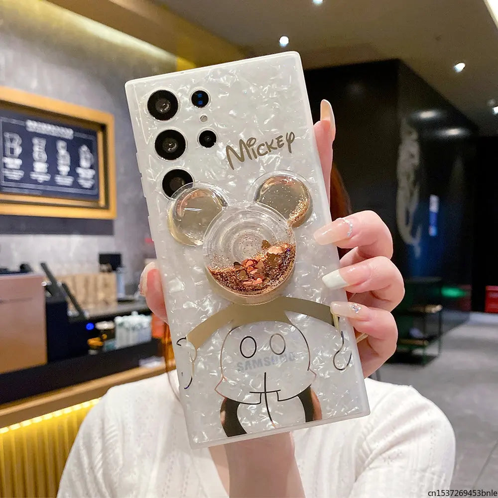 Mickey & Minnie Quicksand Bracket Phone Case for Samsung Galaxy Series