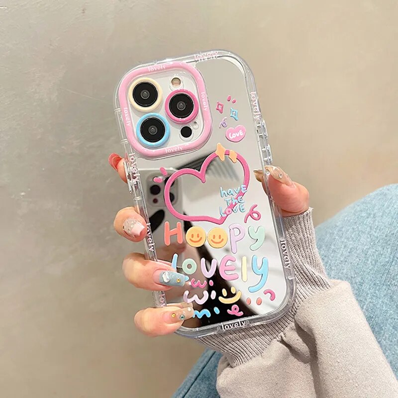 Lovely Heart Mirror Phone Case For iPhone Series