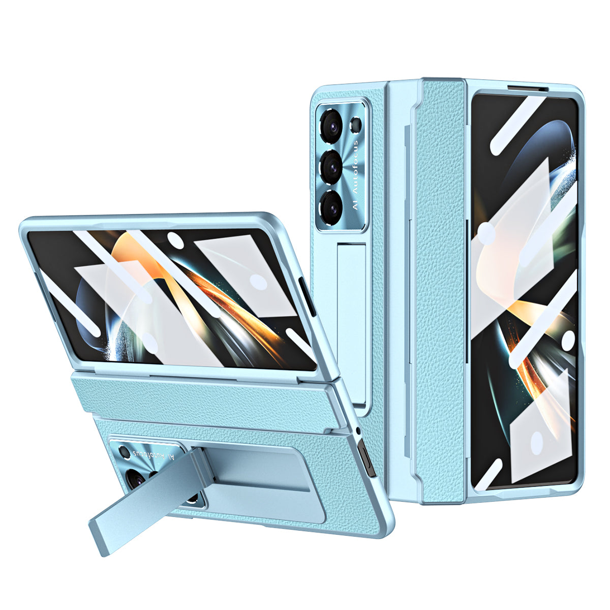 Luxury Leather Magnetic Bracket Shell Electroplated Phone Case For Samsung Galaxy Z Fold Series