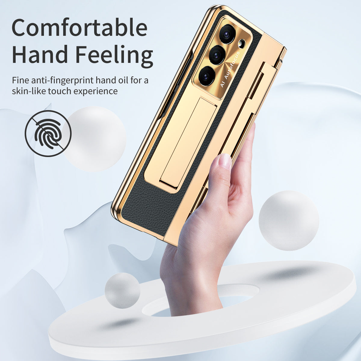 Luxury Leather Magnetic Bracket Shell Electroplated Phone Case For Samsung Galaxy Z Fold Series