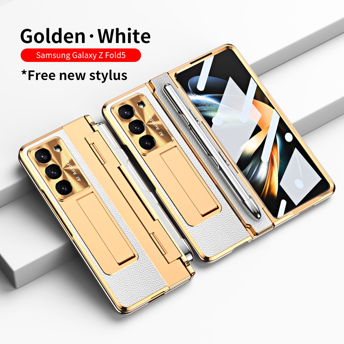 Luxury Leather Magnetic Bracket Shell Electroplated Phone Case For Samsung Galaxy Z Fold Series