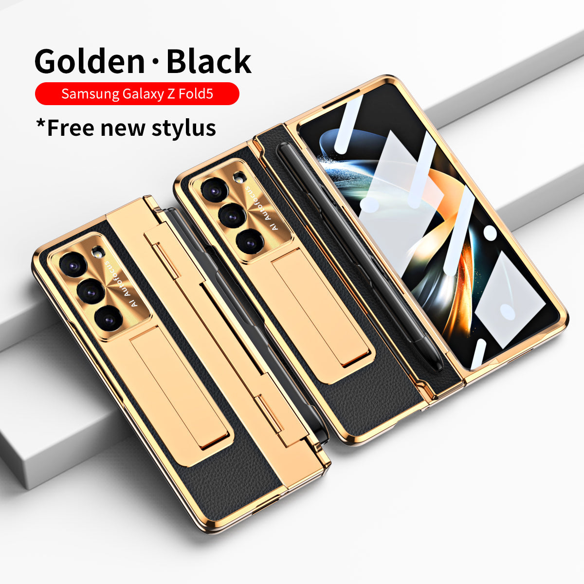 Luxury Leather Magnetic Bracket Shell Electroplated Phone Case For Samsung Galaxy Z Fold Series