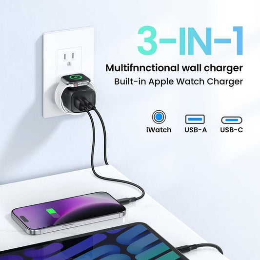 Universal 3-in-1 Smart Watch & Phone Charging Station