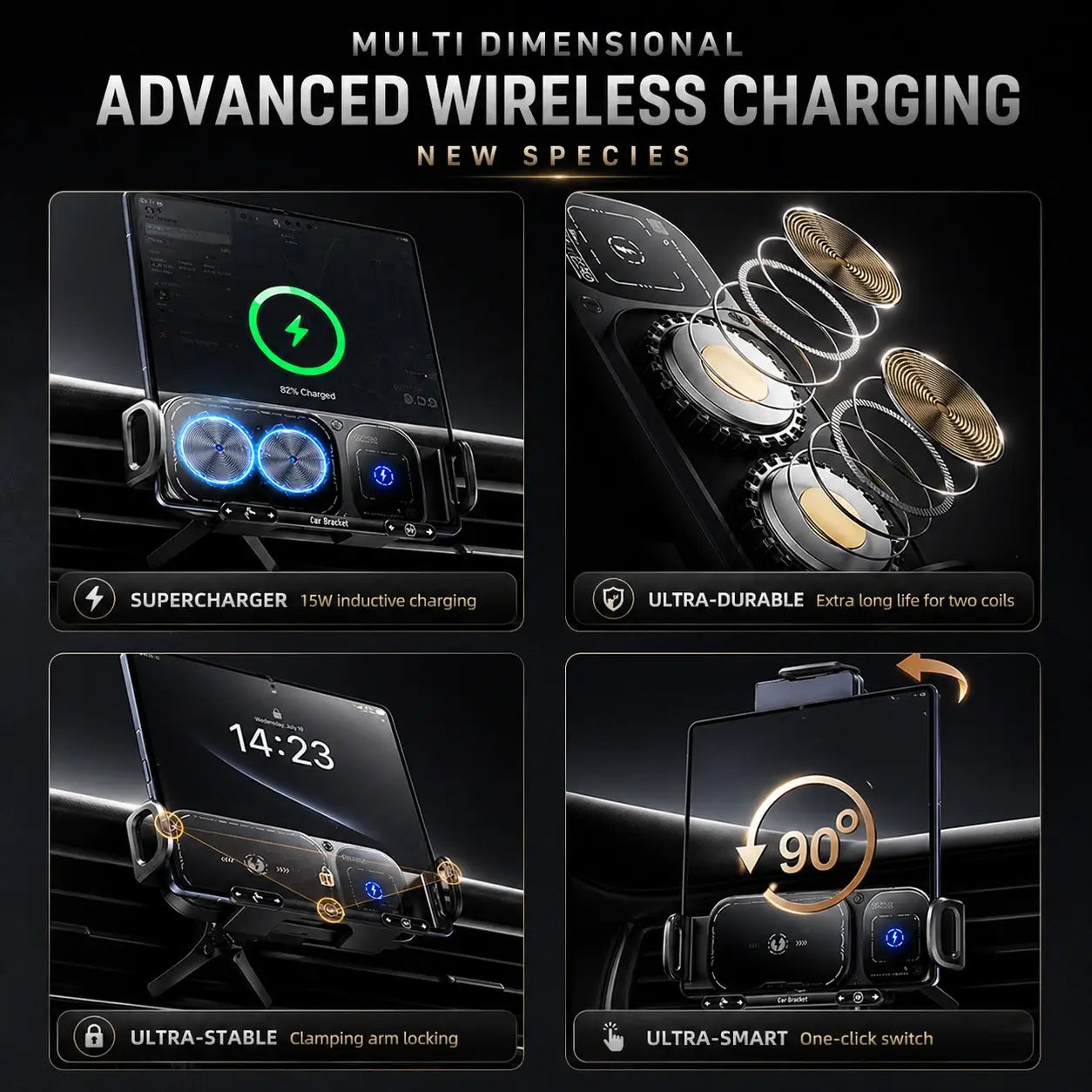AutoGrip Pro™ – Premium Wireless Charging Car Mount & Phone Holder