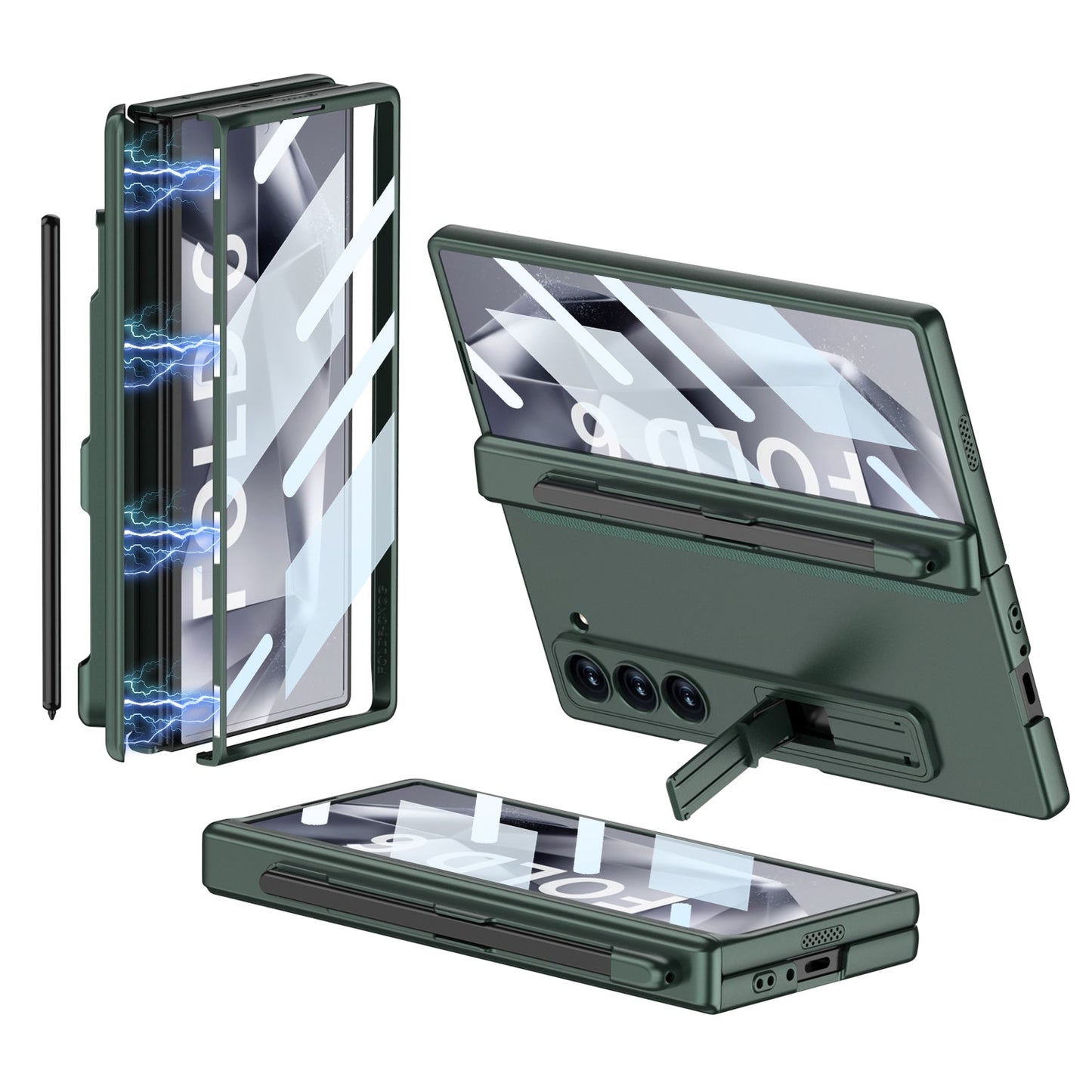 Magnetic Hinge Hidden Bracket Case With Pen Slot For Galaxy Z Series