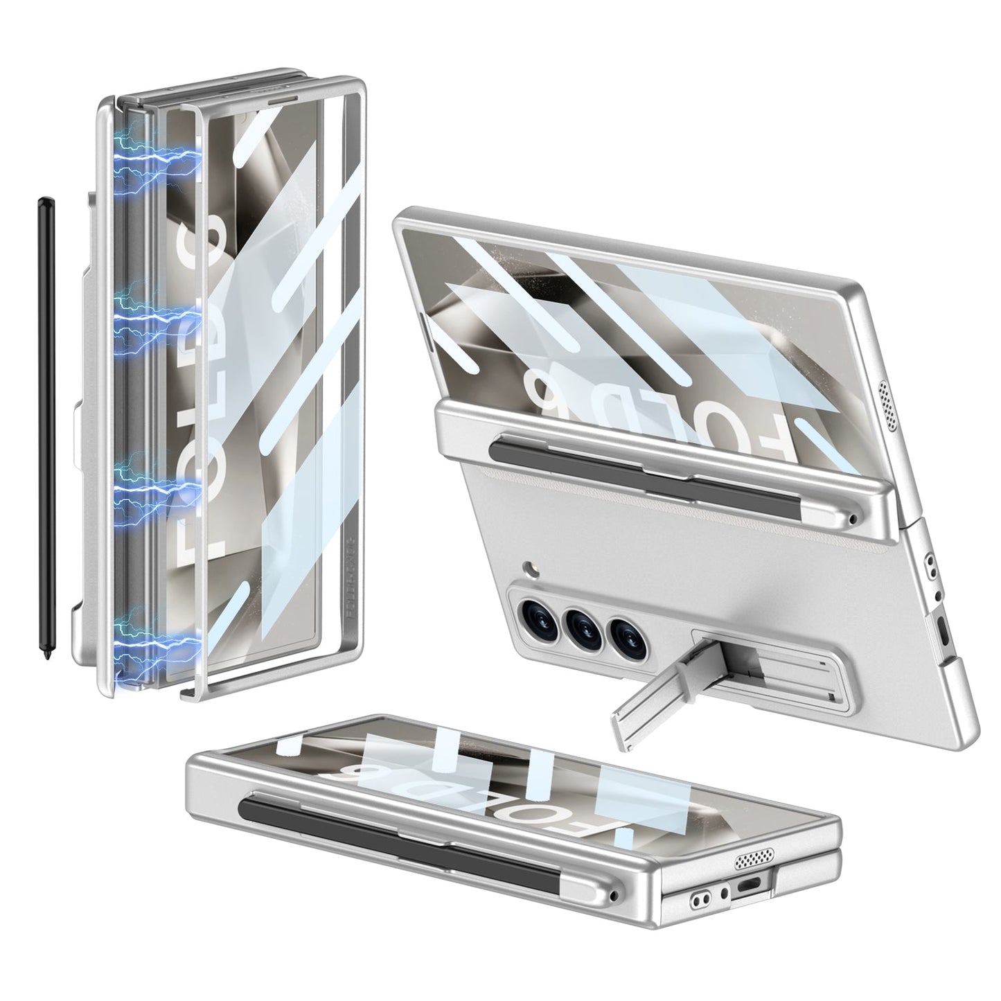 Magnetic Hinge Hidden Bracket Case With Pen Slot For Galaxy Z Series
