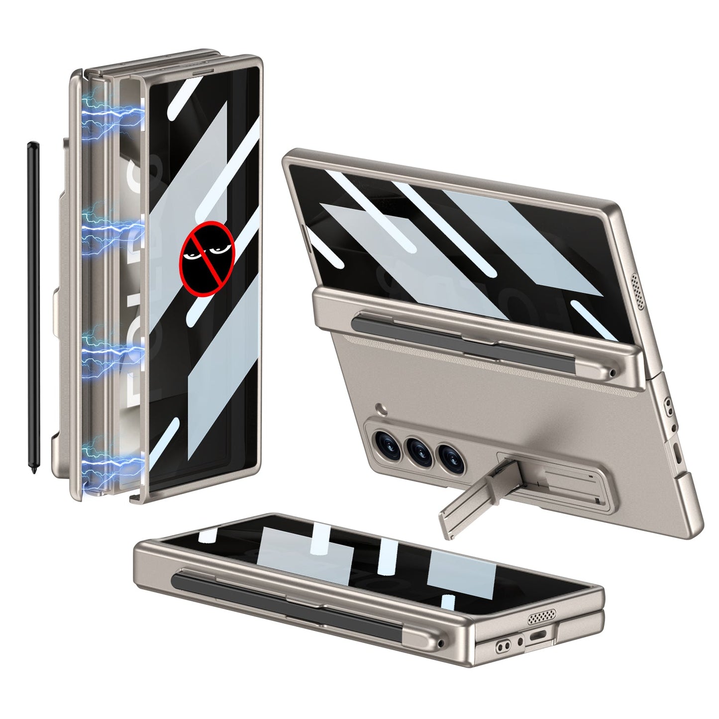 Magnetic Hinge Hidden Bracket Case With Pen Slot For Galaxy Z Series