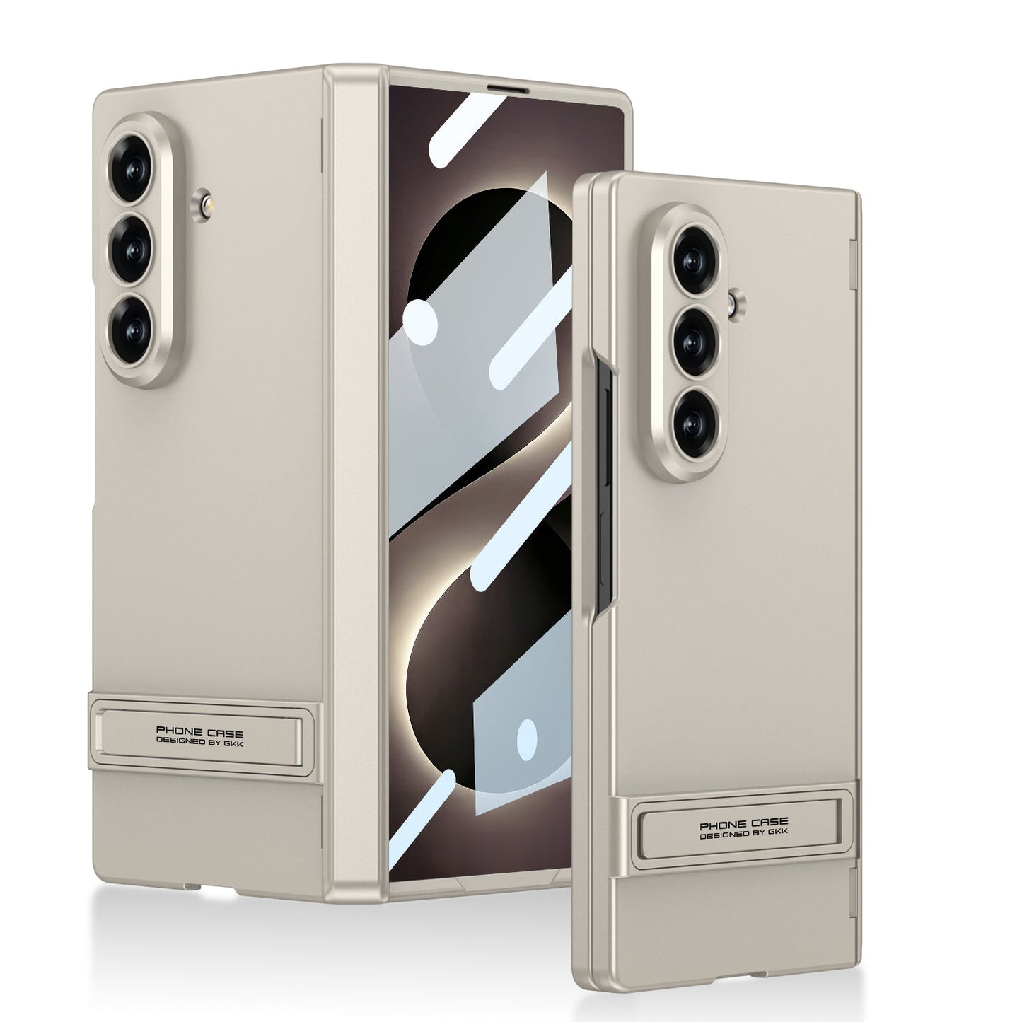Business-style Bracket Magnetic Hinge Phone Case With Back Screen Film For Galaxy Z Fold 7/8 Ultra Wide