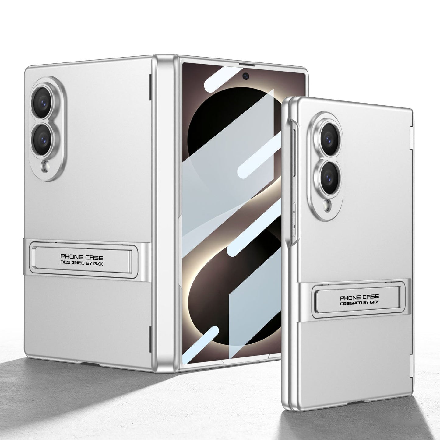 Business-style Bracket Magnetic Hinge Phone Case With Back Screen Film For Galaxy Z Fold 7/8 Ultra Wide