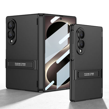 Business-style Bracket Magnetic Hinge Phone Case With Back Screen Film For Galaxy Z Fold 7/8 Ultra Wide