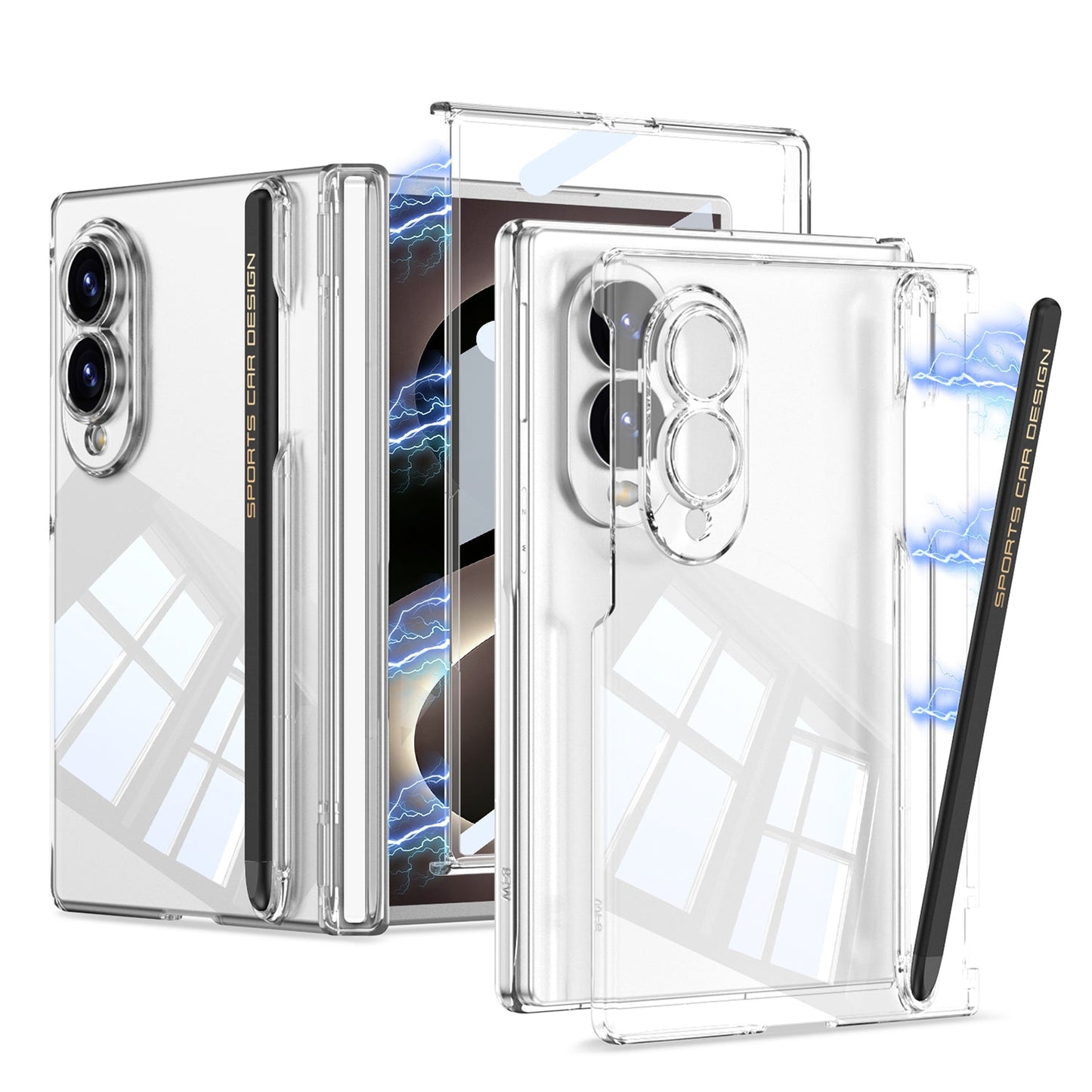Magnetic Hinge Protective Phone Case With Pen-slot & Stylus & Screen Glass Flim For Galaxy Z Fold8