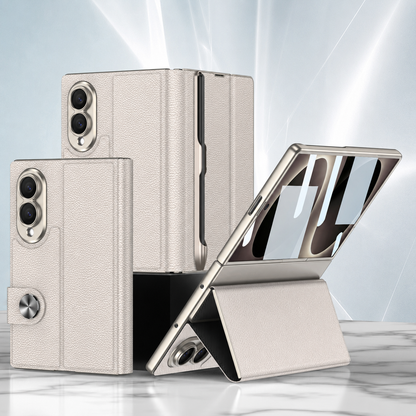 Luxurious Leather Phone Cover With Screen Protector & Pen-slot & Stylus For Galaxy Z Fold8/7/6 Wide Ultra