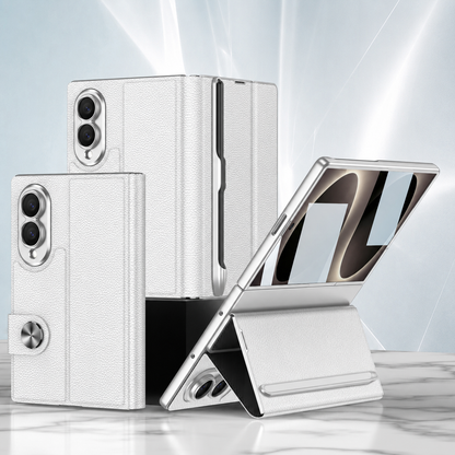 Luxurious Leather Phone Cover With Screen Protector & Pen-slot & Stylus For Galaxy Z Fold8/7/6 Wide Ultra
