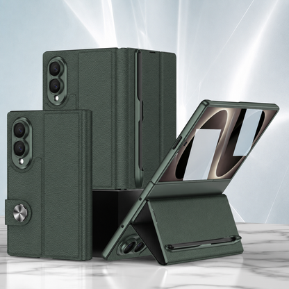 Luxurious Leather Phone Cover With Screen Protector & Pen-slot & Stylus For Galaxy Z Fold8/7/6 Wide Ultra
