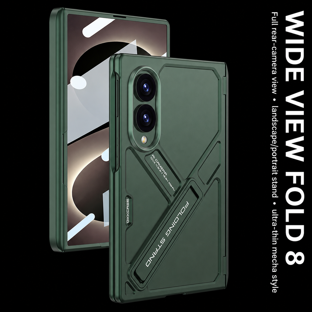 Armor Full-Body Protection Case For Galaxy Z Fold 8 – Hidden Kickstand,Tempered Glass Screen Protector
