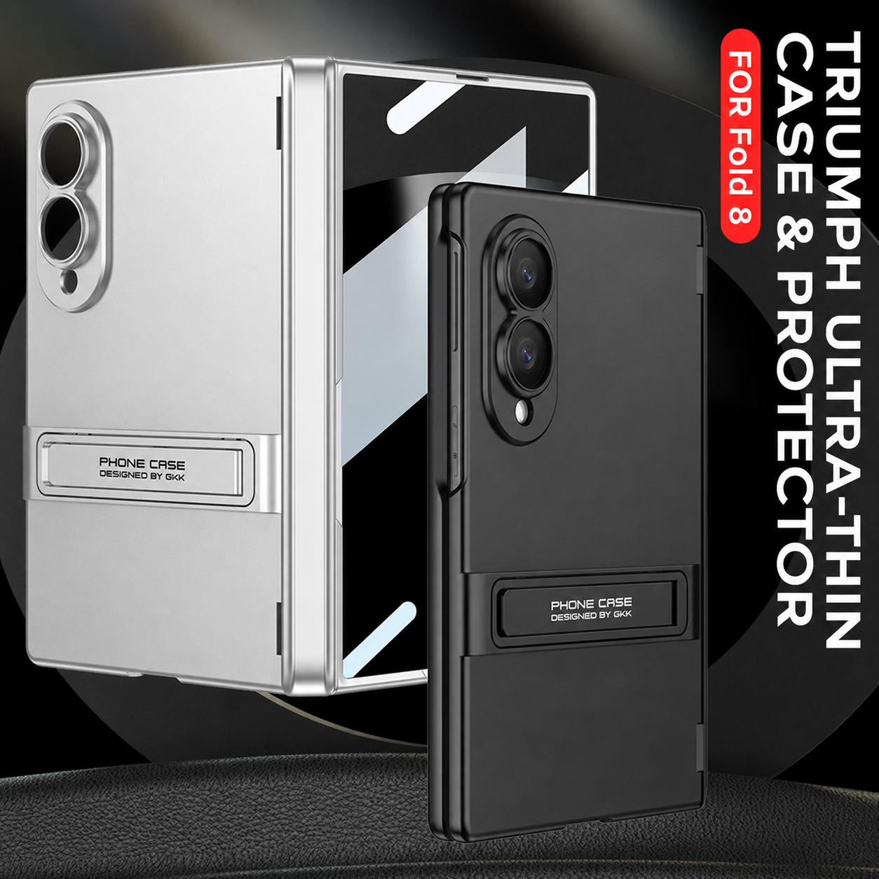 Business-style Bracket Magnetic Hinge Phone Case With Back Screen Film For Galaxy Z Fold 7/8 Ultra Wide