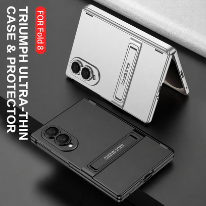 Business-style Bracket Magnetic Hinge Phone Case With Back Screen Film For Galaxy Z Fold 7/8 Ultra Wide