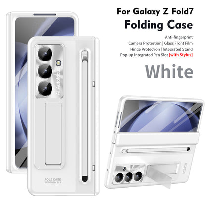 Armor Electroplated Phone Case With Pen Tray & Stylus & Glass Film For Galaxy Z Fold 8/7/6/5/4