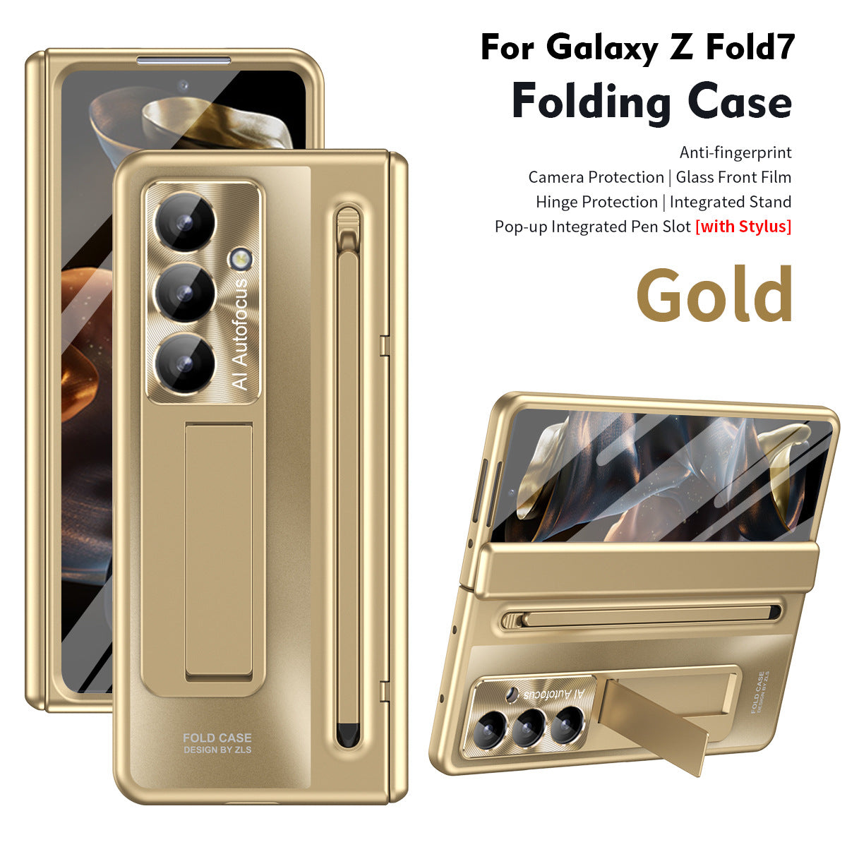 Armor Electroplated Phone Case With Pen Tray & Stylus & Glass Film For Galaxy Z Fold 8/7/6/5/4