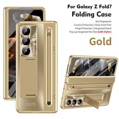Armor Electroplated Phone Case With Pen Tray & Stylus & Glass Film For Galaxy Z Fold 8/7/6/5/4