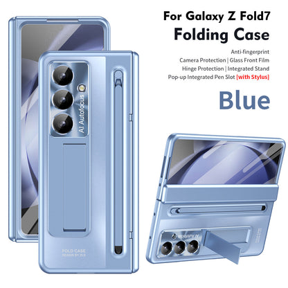 Armor Electroplated Phone Case With Pen Tray & Stylus & Glass Film For Galaxy Z Fold 8/7/6/5/4