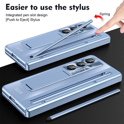 Armor Electroplated Phone Case With Pen Tray & Stylus & Glass Film For Galaxy Z Fold 8/7/6/5/4