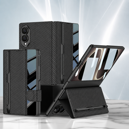 Galaxy Z Fold 8 Luxurious Leather Folio Case with Built-In Tempered Glass & Pen Holder