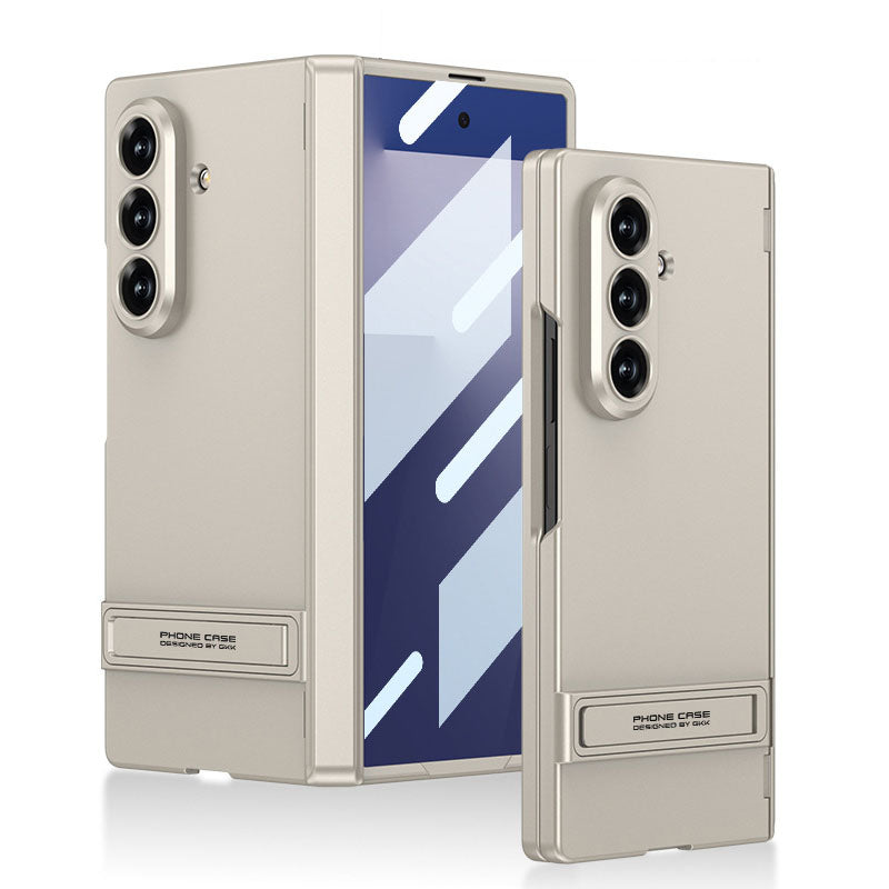 Business-style Bracket Magnetic Hinge Phone Case With Back Screen Film For Galaxy Z Fold 7/8 Ultra Wide