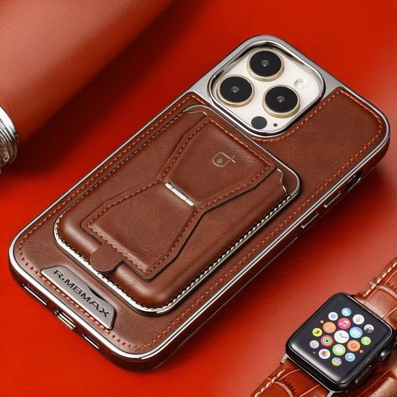Luxury 3-in-1 Magnetic Leather Case for iPhone – Stand, Card & Cash Holder
