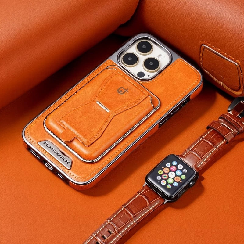 Luxury 3-in-1 Magnetic Leather Case for iPhone – Stand, Card & Cash Holder
