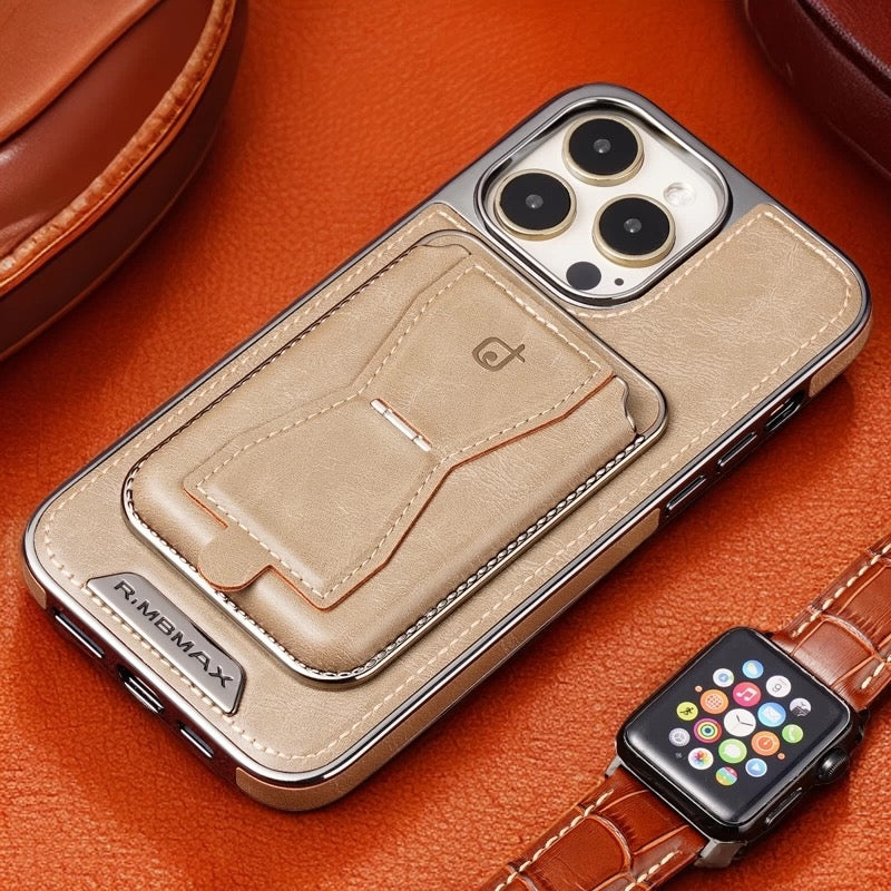 Luxury 3-in-1 Magnetic Leather Case for iPhone – Stand, Card & Cash Holder