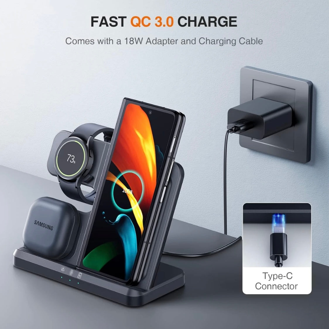 Z Fold :  3-in-1 Charger for Watch, Buds & Phone