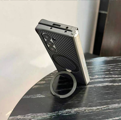 Carbon Fiber Magnetic Armor Case with 360° Ring Holder & Drop Protection