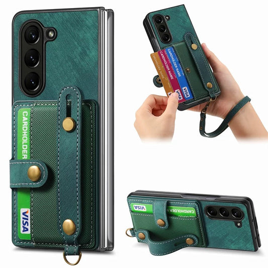 Luxury Leather Wallet Case with Strap for Galaxy Z Fold