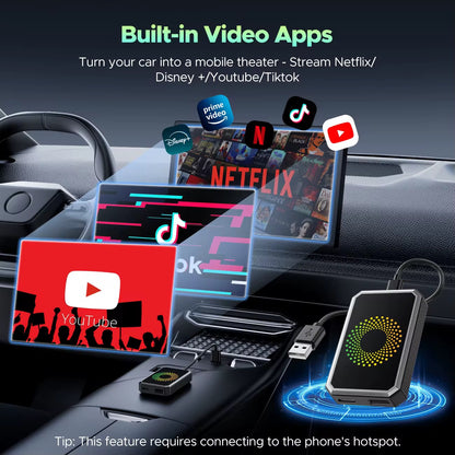 CarPlay StreamBox™ Wireless CarPlay Adapter Featuring Netflix, YouTube, TikTok Support