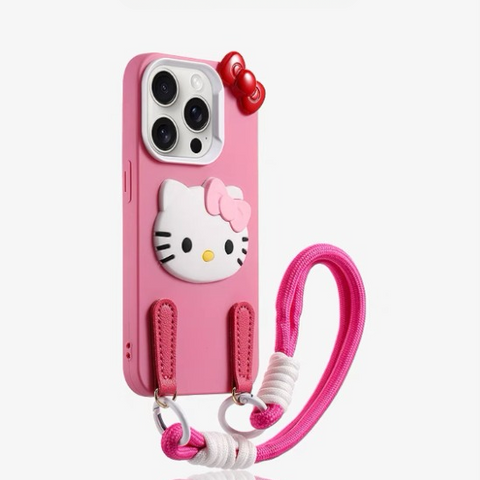 iPhone Lanyard Series | Hello Kitty Liquid Silicone Phone Case