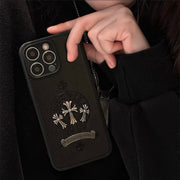 Luxury Gothic High Grade Black Leather iPhone case