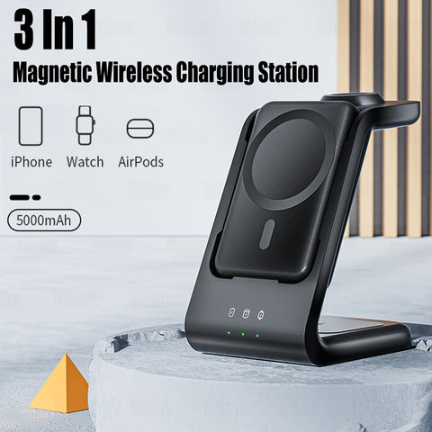 3 In 1 Magnetic Wireless Charger With Power Bank MagSafe External Auxiliary Battery