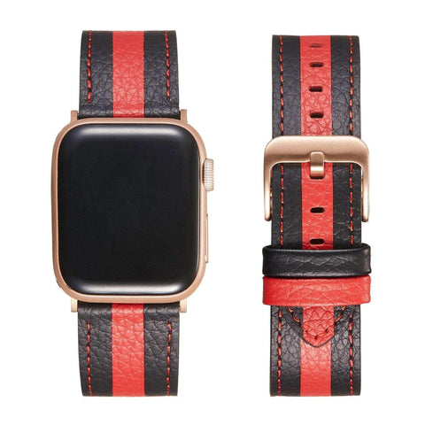 Genuine Leather Striped iWatch Strap