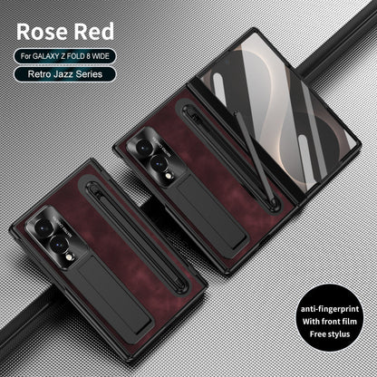 Jazz Retro Style Anyi-fall Protective Leather Phone Case For Galaxy Fold 8/7/6/5/4 With Front Protection Film And Stylus