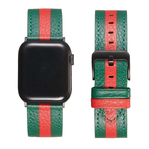 Genuine Leather Striped iWatch Strap