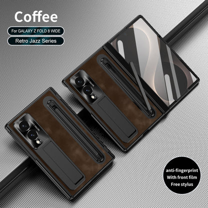 Jazz Retro Style Anyi-fall Protective Leather Phone Case For Galaxy Fold 8/7/6/5/4 With Front Protection Film And Stylus
