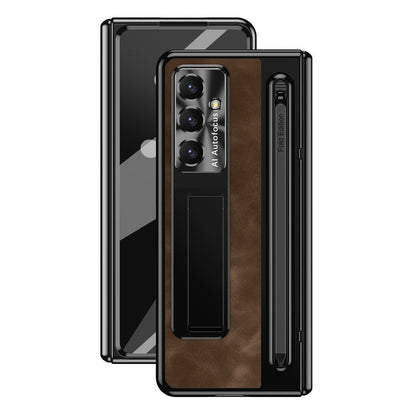 Jazz Retro Style Anyi-fall Protective Leather Phone Case For Galaxy Fold 8/7/6/5/4 With Front Protection Film And Stylus