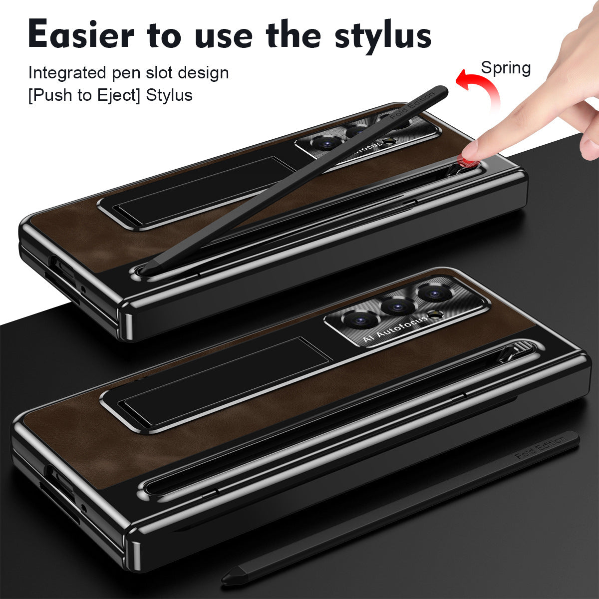 Jazz Retro Style Anyi-fall Protective Leather Phone Case For Galaxy Fold 8/7/6/5/4 With Front Protection Film And Stylus