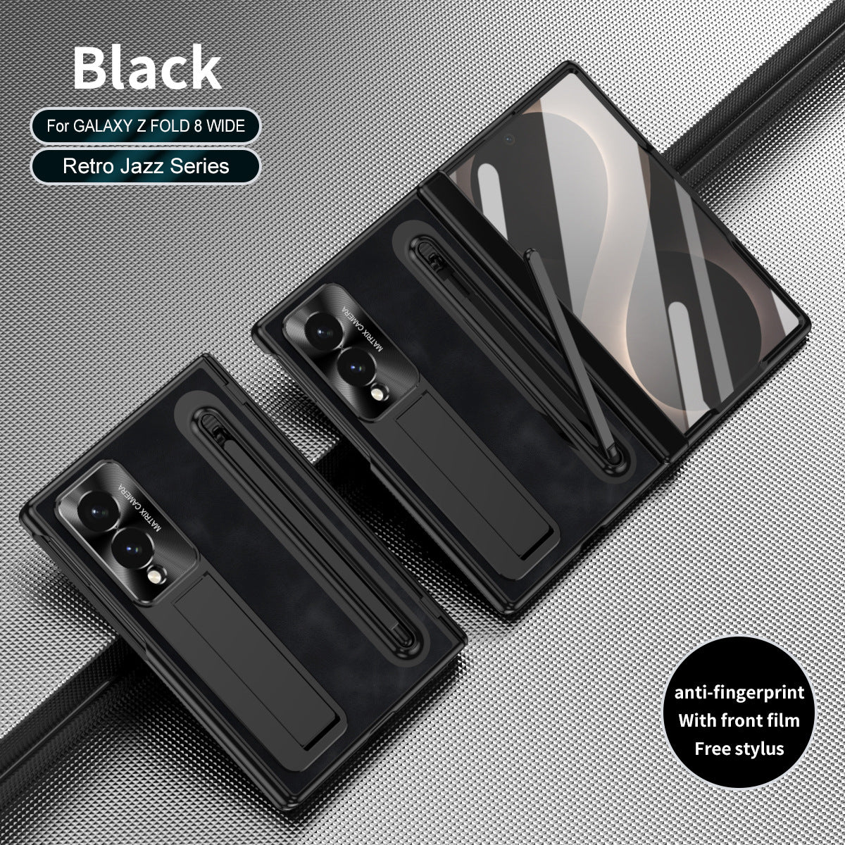 Jazz Retro Style Anyi-fall Protective Leather Phone Case For Galaxy Fold 8/7/6/5/4 With Front Protection Film And Stylus