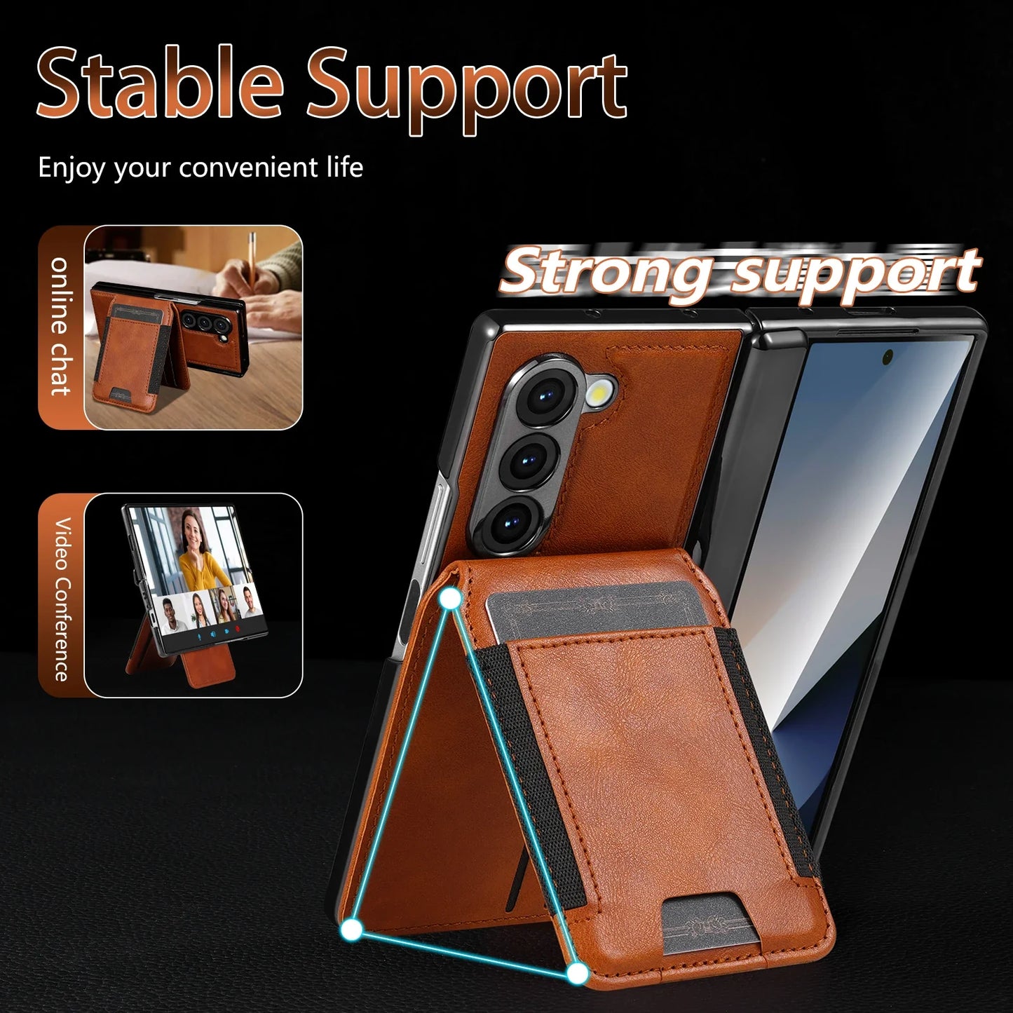 Premium Leather Detachable Wallet Flip Case Z Fold