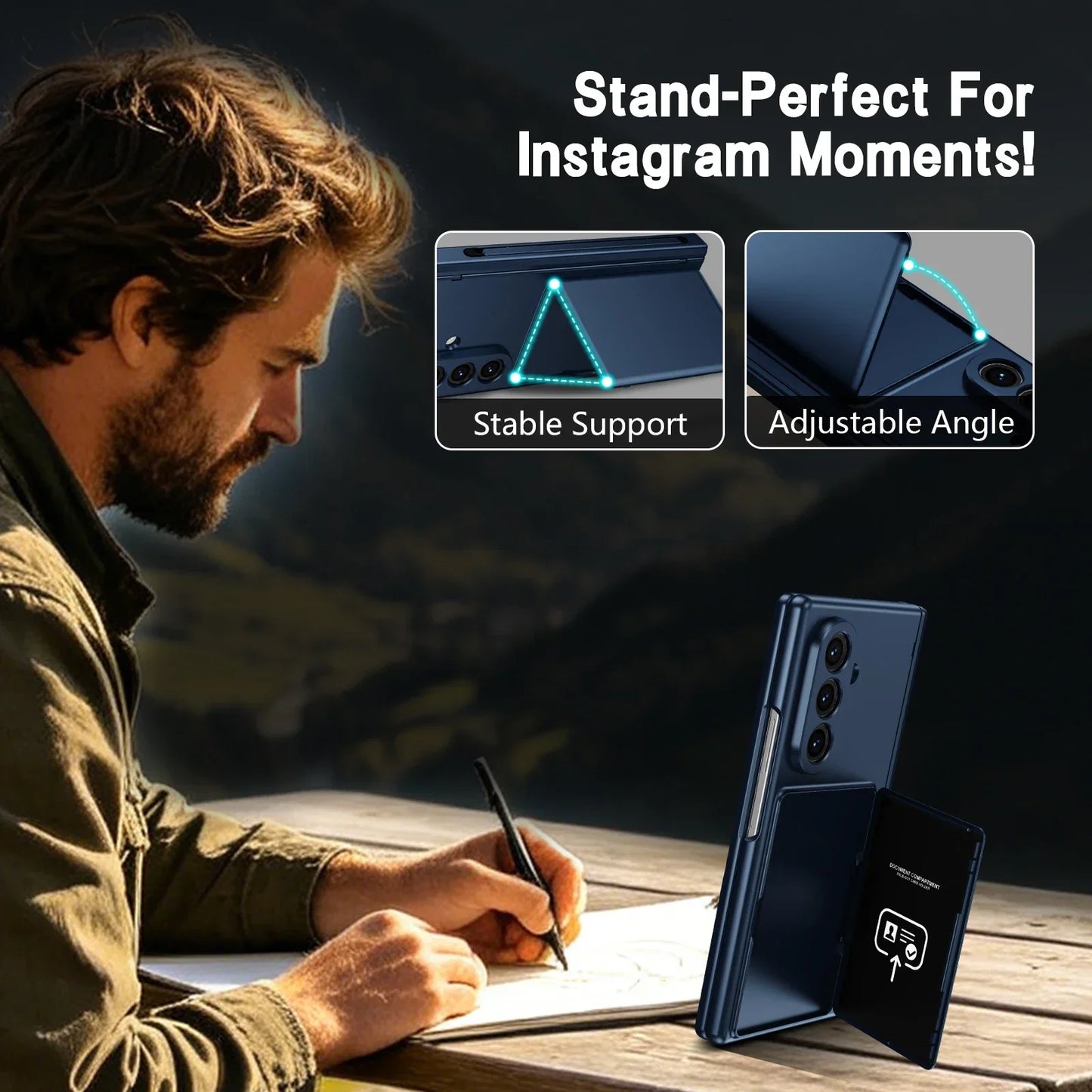 Wallet Stand Shield with Pen Slot & Screen Protection For Z Fold